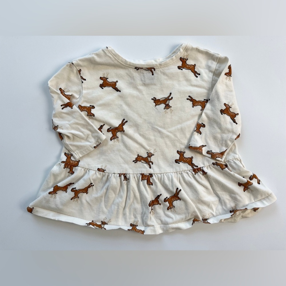 Old Navy Cream Long Sleeve with Reindeer Print